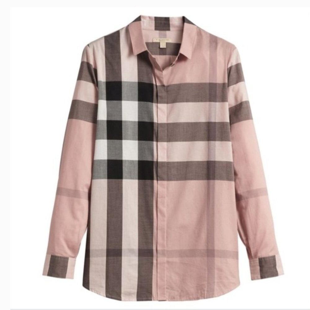 Burberry Britt House Checkered Motif Shirt In Pink L